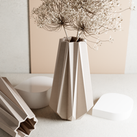 3D Printed Muted White Large 'TIMBER' Vase for Dried Flowers