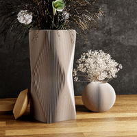 3D Printed Muted White Modern 'XENOVA' Vase for Faux Flowers