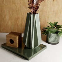 3D Printed Muted Green Large 'TIMBER' Vase for Dried Flowers