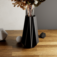 3D Printed Vase Midnight Black Large 'TIMBER' Vase for Dried Flowers