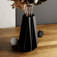 3D Printed Vase Midnight Black Large 'TIMBER' Vase for Dried Flowers