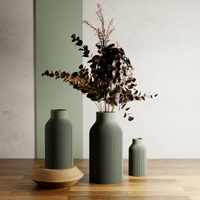 3D Printed Natural Wood 'BOTTLE' Vase for Dried Flowers