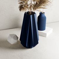 3D Printed Navy Blue Large 'TIMBER' Vase for Dried Flowers