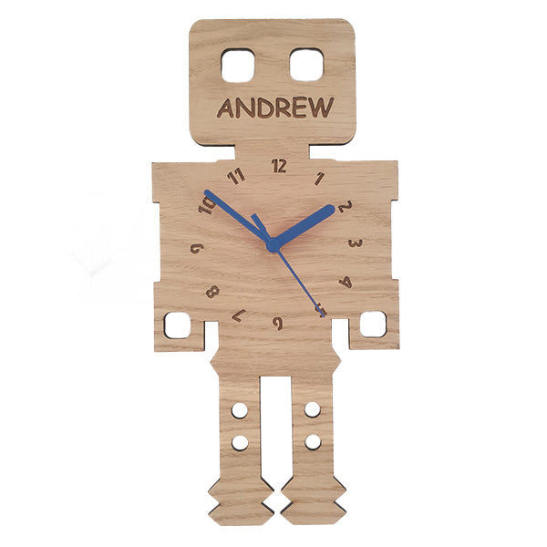 Robot Wooden Children's Clock Personalisation Boutique