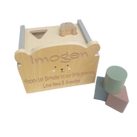 Wooden Teddy Shape Sorter Box