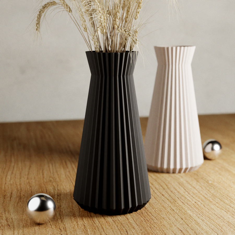 3D Printed - Midnight Black Large 'Haven' Vase for Dried Flowers