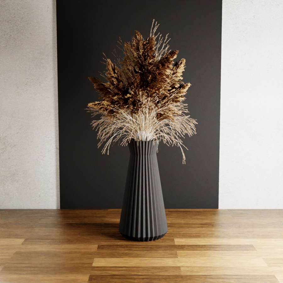 3D Printed - Midnight Black Large 'Haven' Vase for Dried Flowers