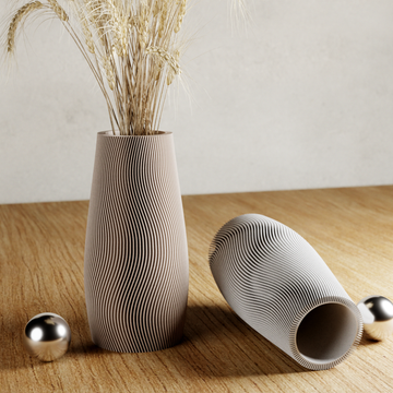 3D Printed Muted White 'TIDAL' Vase for Dried Flowers