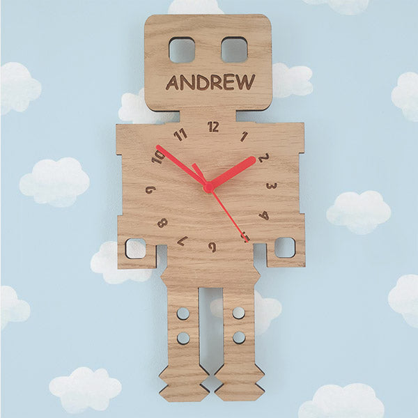 Robot Wooden Children's Clock