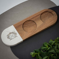 Double Marble & Wood Drinks Tray