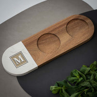 Double Marble & Wood Drinks Tray