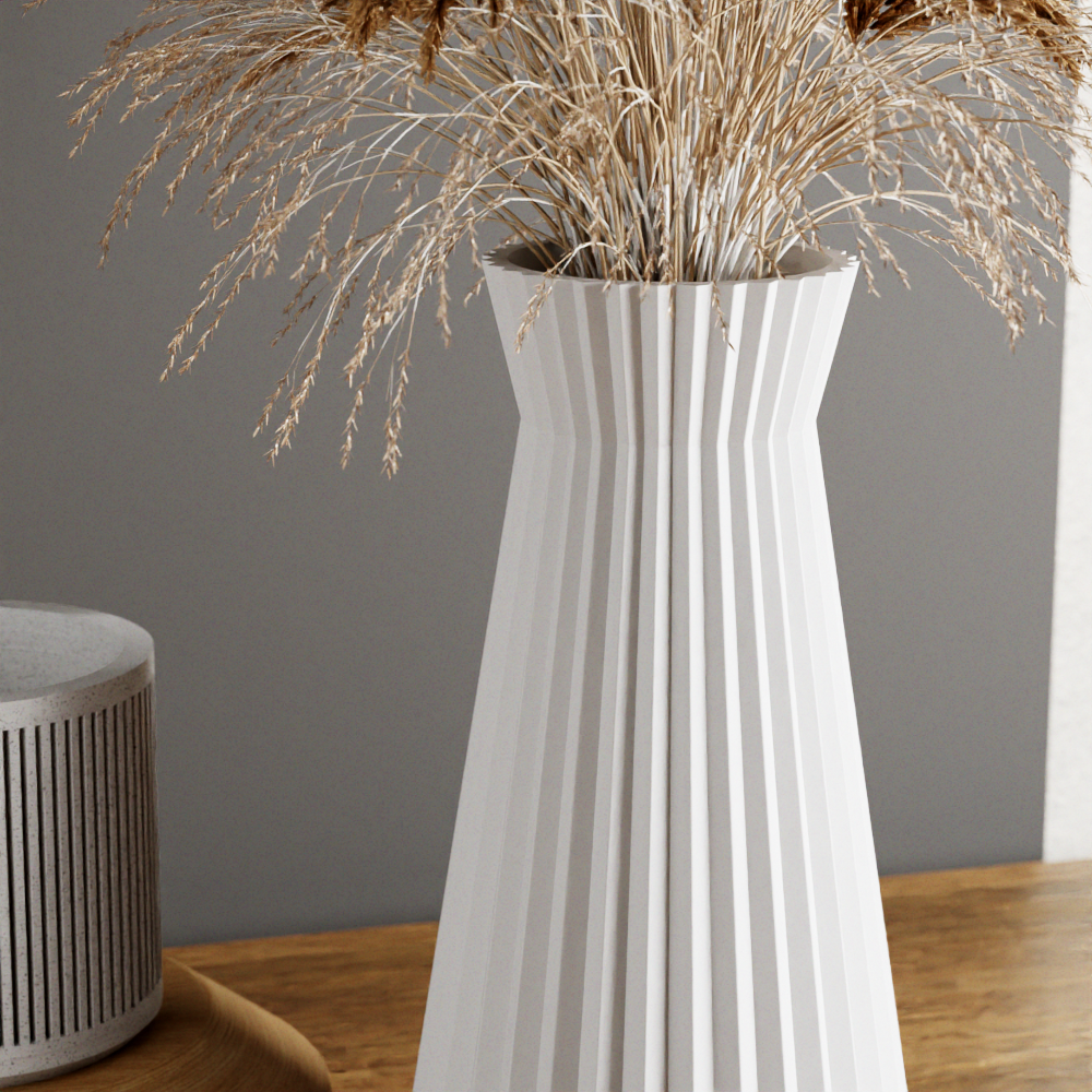 3D Printed - Muted White Large 'Haven' Vase for Dried Flowers