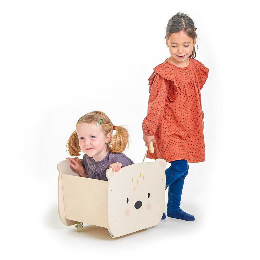 Pull Along Wooden Bear Cart