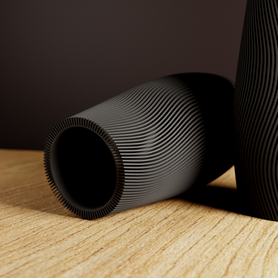 3D Printed Midnight Black 'TIDAL' Vase for Dried Flowers