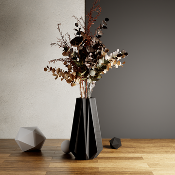3D Printed Vase Midnight Black Large 'TIMBER' Vase for Dried Flowers