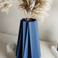3D Printed Navy Blue Large 'TIMBER' Vase for Dried Flowers