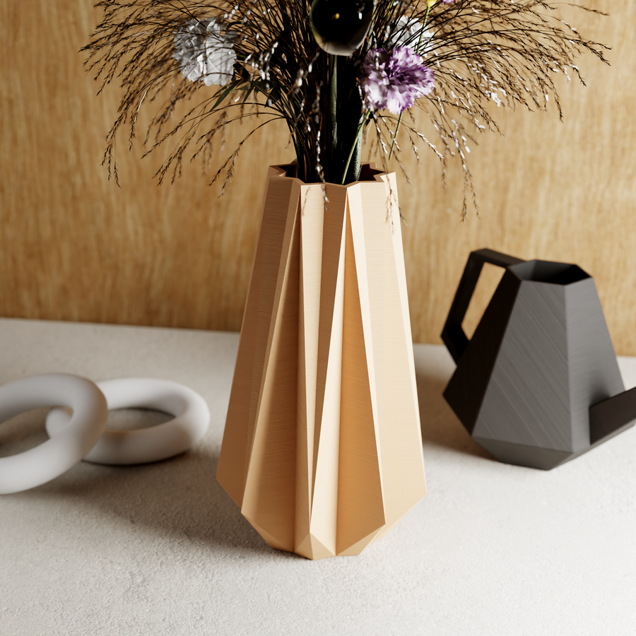 3D Printed Natural Wood Large 'TIMBER' Vase for Dried Flowers