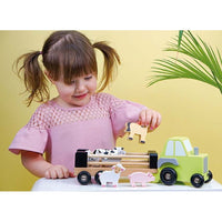 Wooden Farm Tractor and Trailer Toy