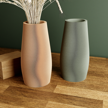 3D Printed Natural Wood 'TIDAL' Vase for Dried Flowers