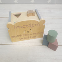 Wooden Teddy Shape Sorter Box