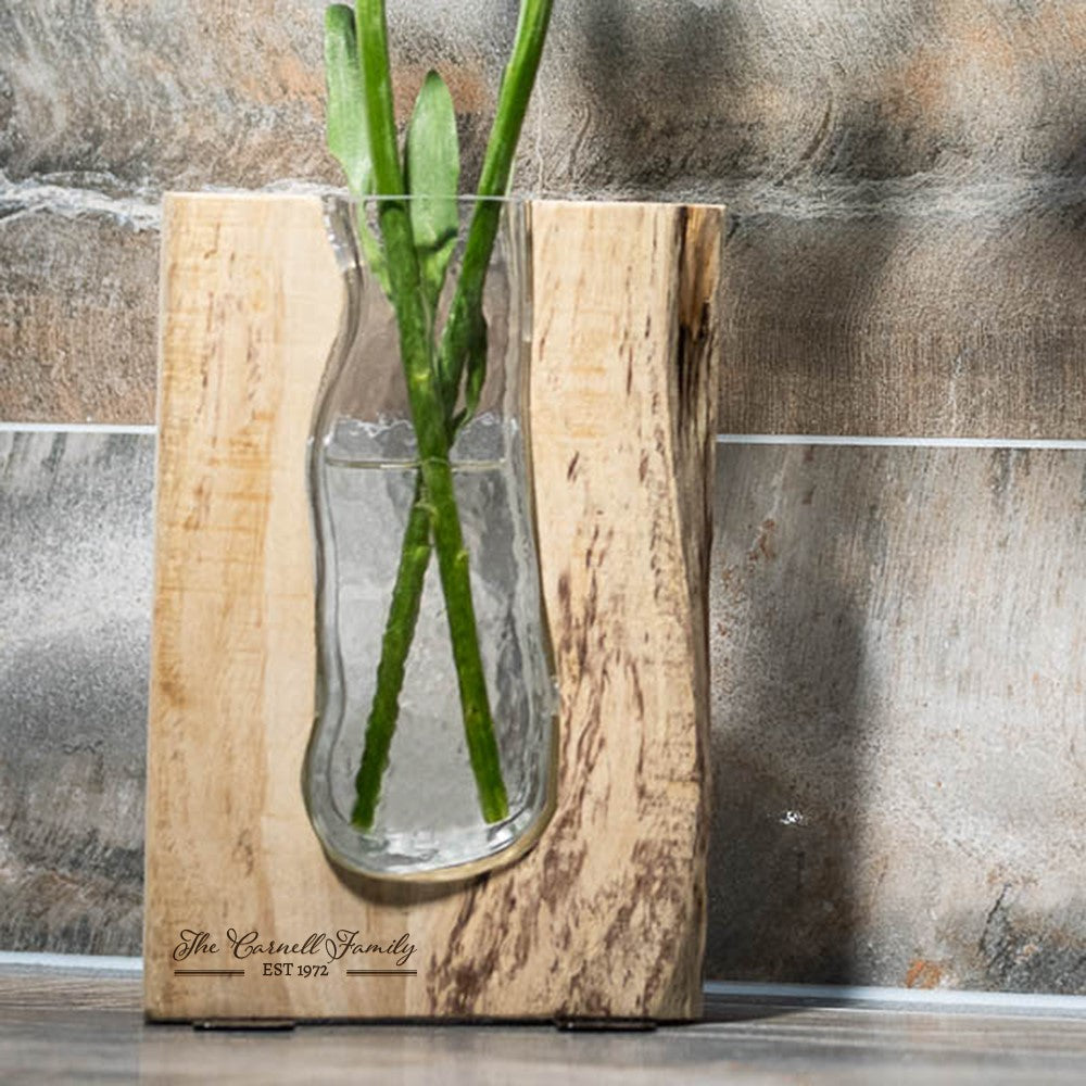 Tanoak Wood and Glass Vase